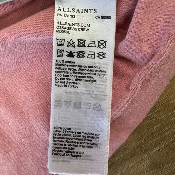 AllSaints Pink 100% Cotton Shirt Classic Collection Size M Minimal Monochrome - Picture 5 of 8